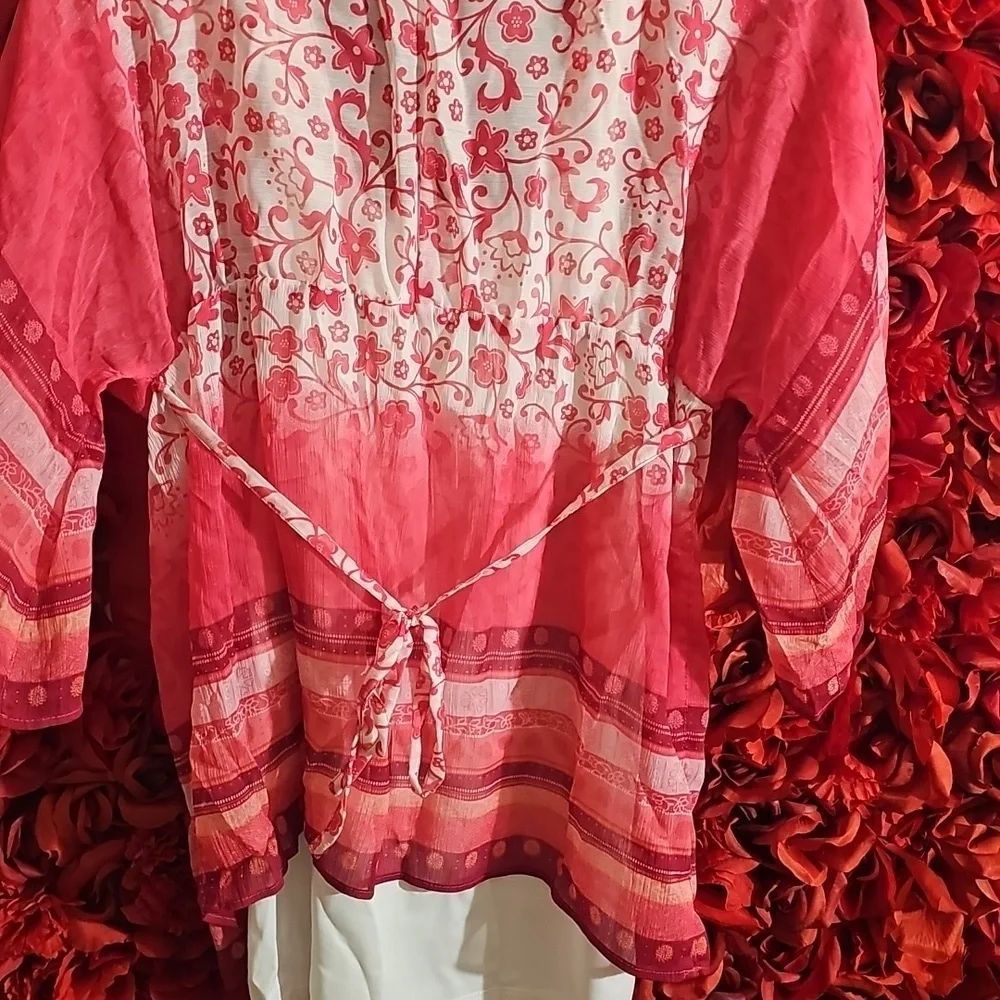 Justice Girls Pink Floral Tunic Top